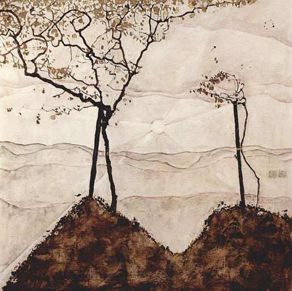 Egon Schiele Herbstsonne und Baume Sweden oil painting art
